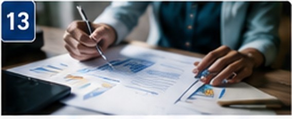 Business professional reviewing a detailed content and search strategy document